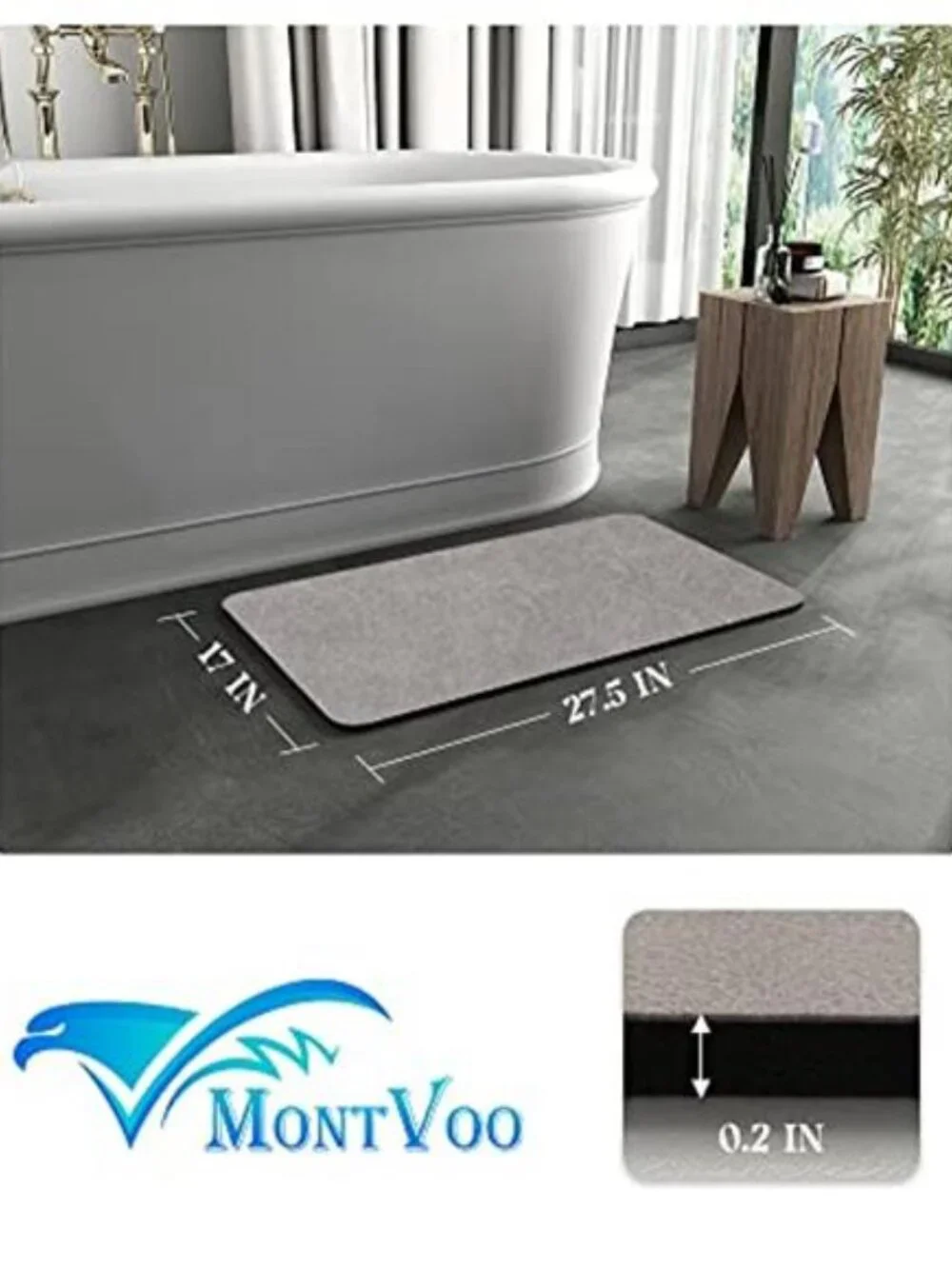 Non Slip Bath Mat Absorbent Bathroom Rug Quick Dry Thin Shower Floor Mat